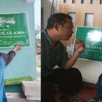 Pemasangan Stiker Sekretariat Anak Ranting NU GIS Desa Cibinong, Gunung Sindur: Penguatan Identitas Organisasi